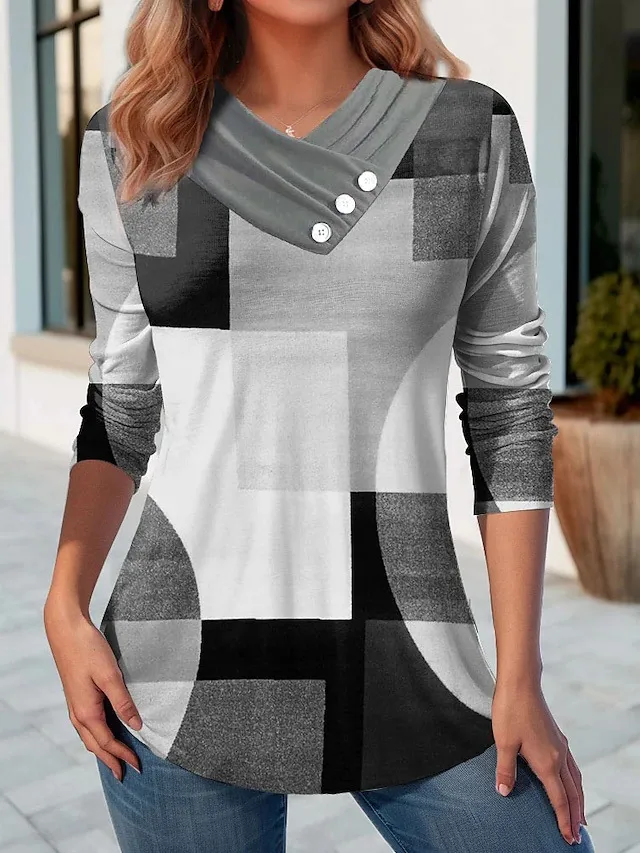 Geometric Stitching Contrast Color Women's V neck Jumpsuit Style 3 S - Shop at LoveMi