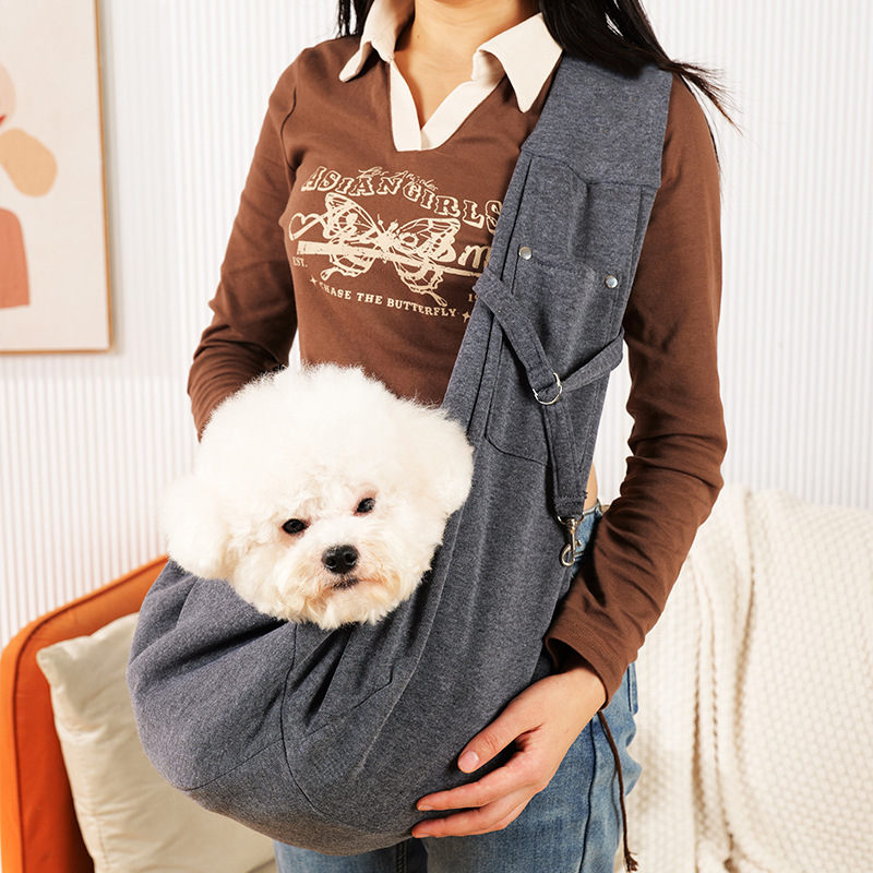 Polyester Pet Crossbody Bag With Pockets, Can Hold Up To 15 Jin