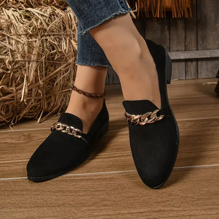 Pointed Toe Chunky Heel Stylish Casual Shoes Women