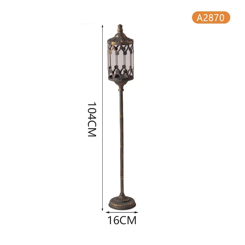 Retro Distressed Iron Carved Floor Candle Holder