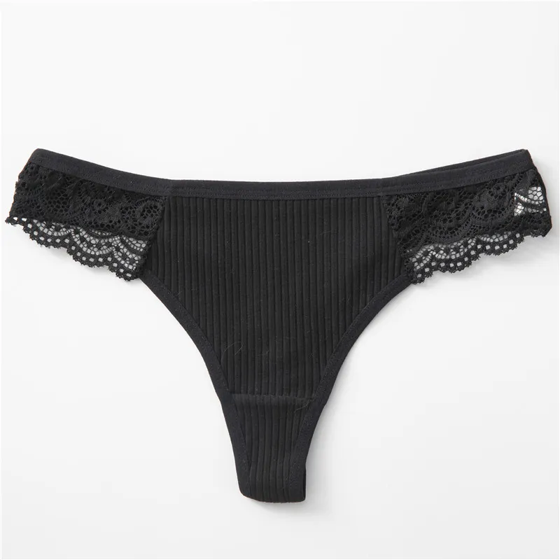 Underwear Low Waist Full Cotton Women's Lace - Black