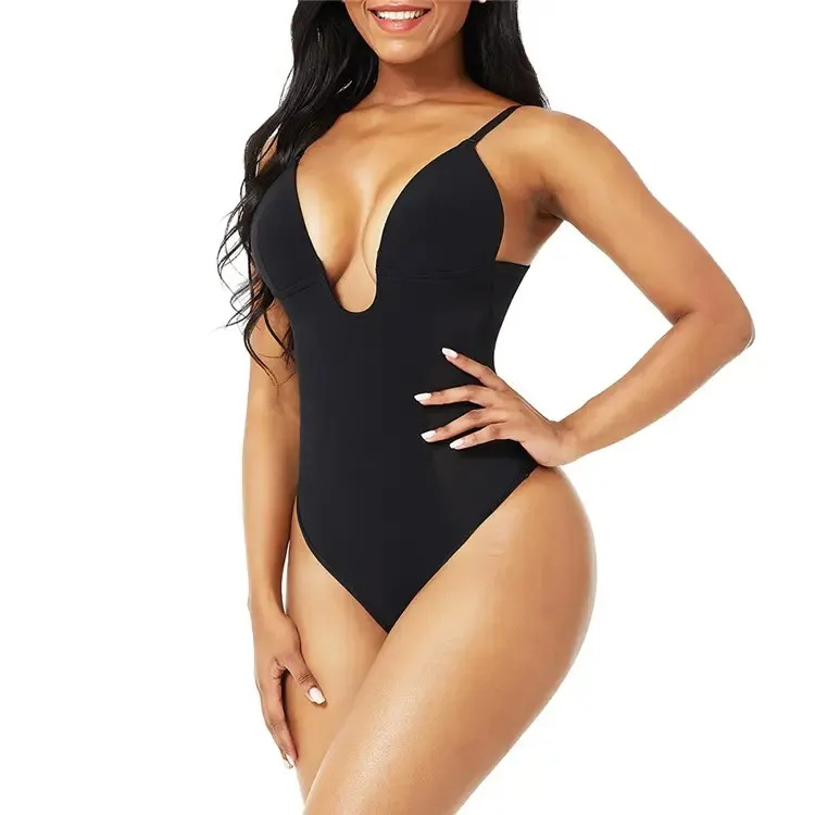 Cross-border Hip Clothes Tight Backless Belly Contraction Waist Body Shaping Corset One-piece T-back Slimming - Black