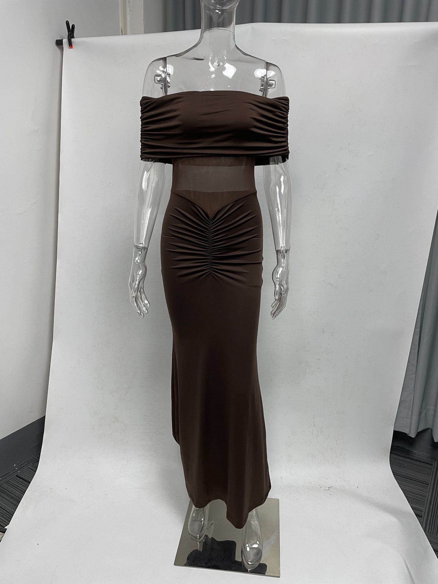 Sleeveless Pleated Party Dress For Women Brown - Shop at LoveMi