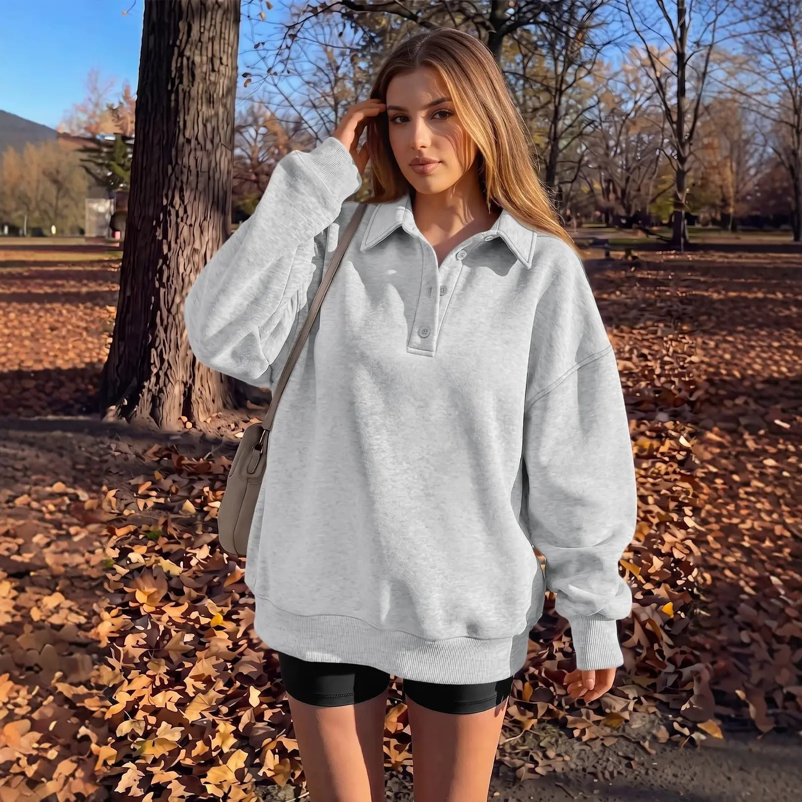 Womens Long-sleeve Loose-fit Fleece Pullover Hoodie