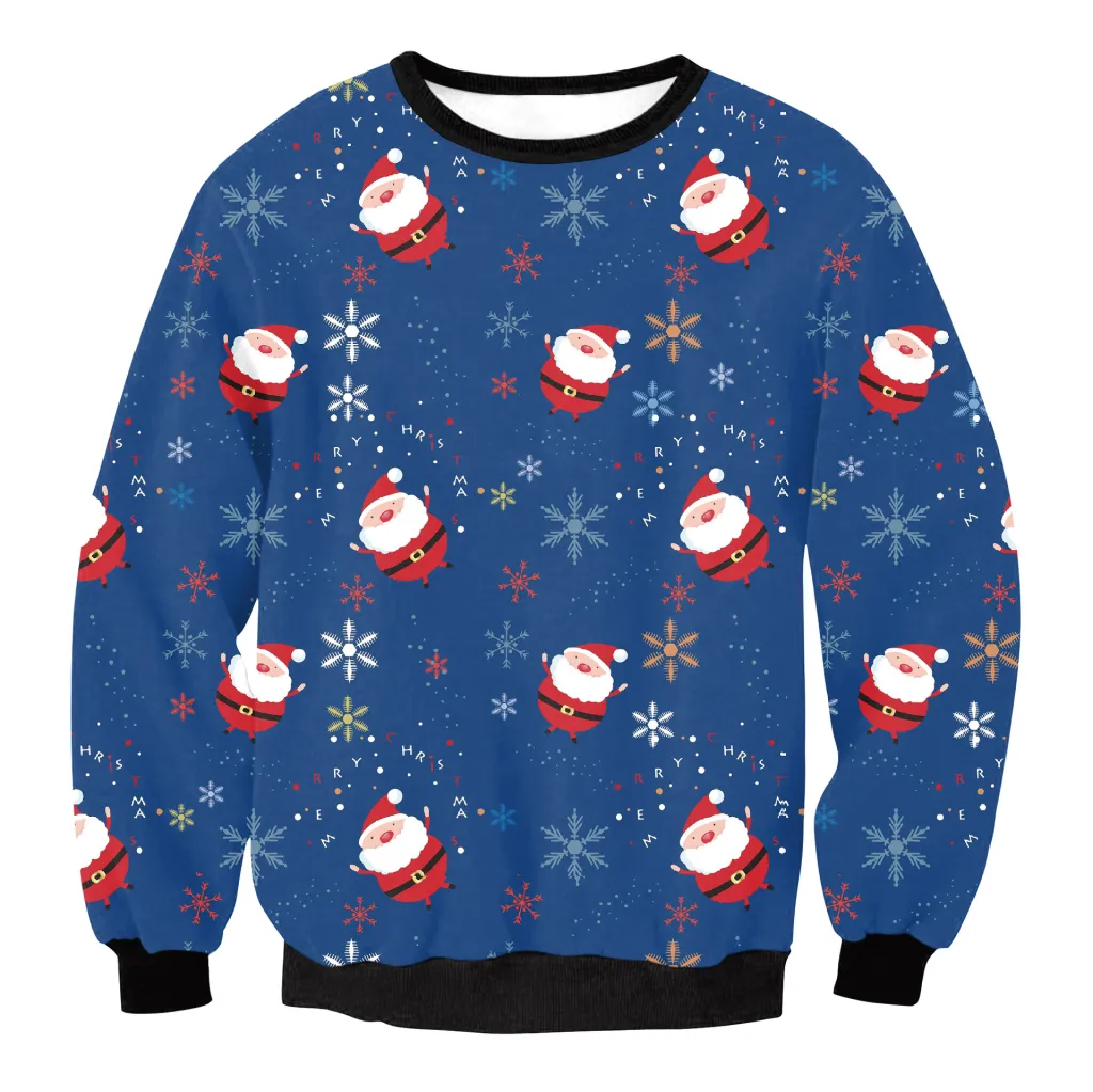 Women's Santa Claus Elk Long Sleeve Round Neck Loose Sweatshirt - Swys004-S