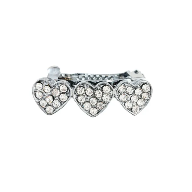 Rhinestone Alloy Peach Heart Barrettes Dog Pet Ornament White - Shop at LoveMi