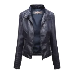 Women's Slim Jacket Thin Spring And Autumn Coat - Dark Blue - View 1