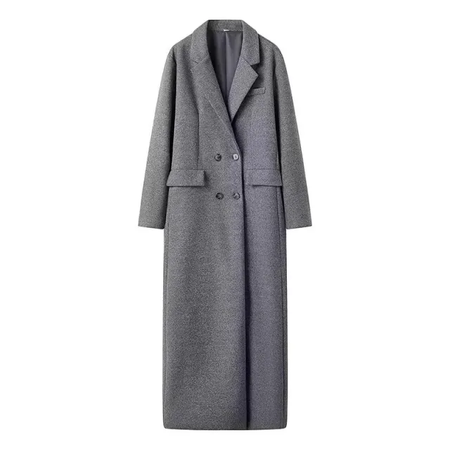 Women's Button Long Woolen Coat Gray - Shop at LoveMi