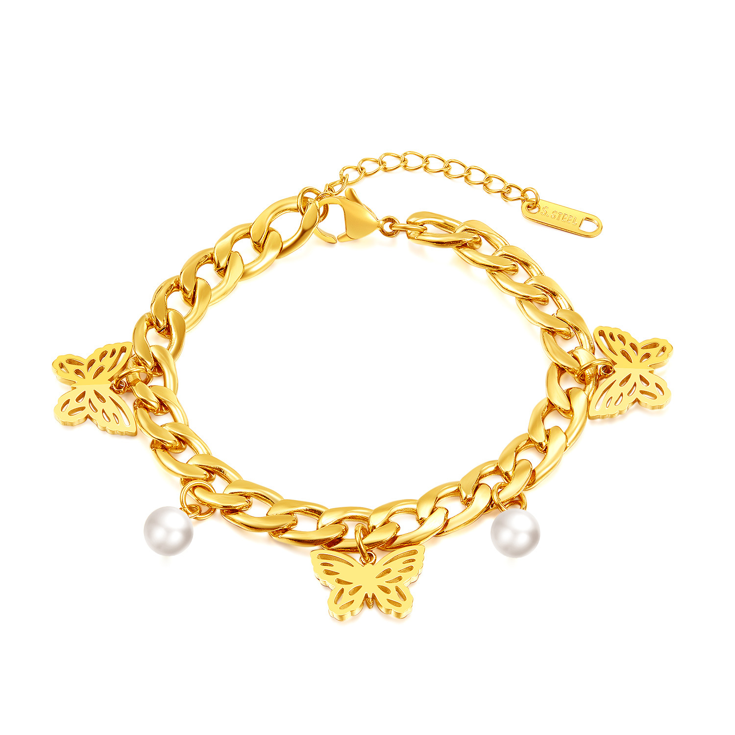 Simple Pearl Butterfly Temperament Wild Titanium Steel Bracelet