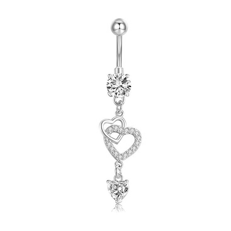 Butterfly Heart Zircon Minimalist Navel Piercing Jewelry