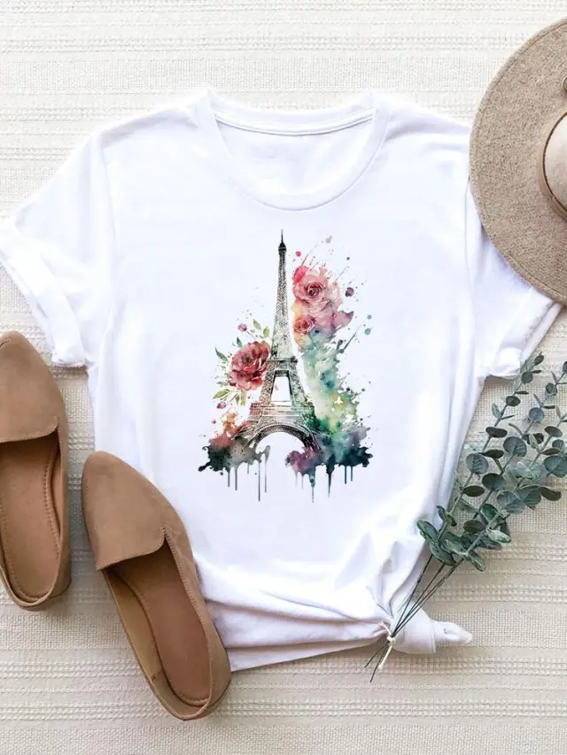 Women's Fashion Printing Short Sleeve T shirt Top 5Color - Shop at LoveMi