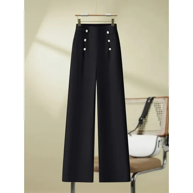 Straight leg Wide leg Pants For Autumn And Summer Black - Shop at LoveMi