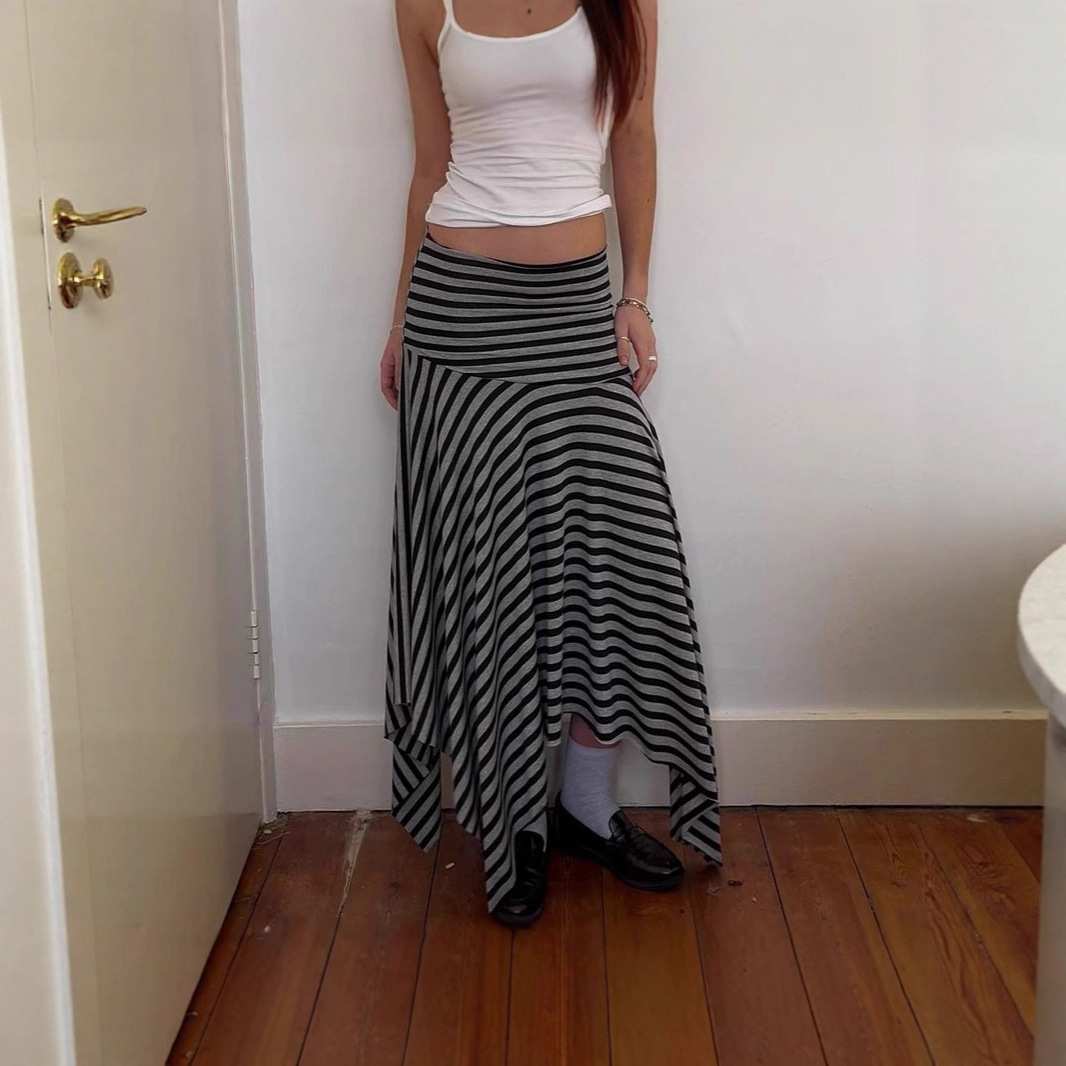 European And American Vintage Striped Skirt