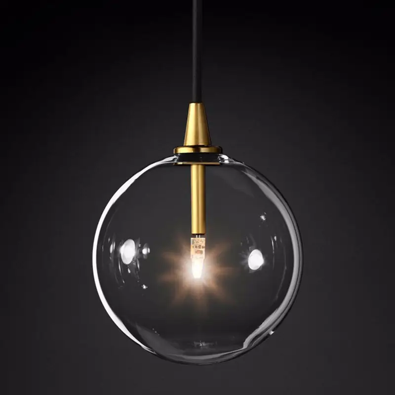 Simple Glass Chandelier Transparent Ball Lamp