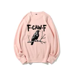 Crow Pattern Printing Autumn New Loose Daily Leisure Men's Women's Pullover - Pink - View 1