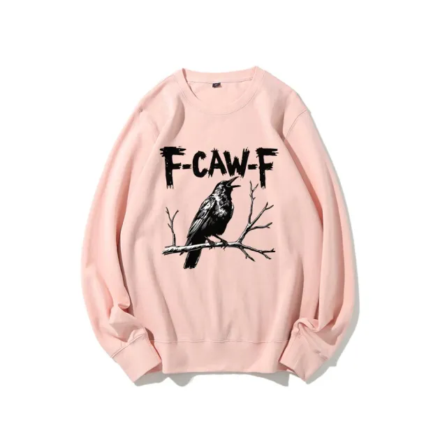 Crow Pattern Printing Autumn New Loose Daily Leisure Men's Women's Pullover Pink - Shop at LoveMi