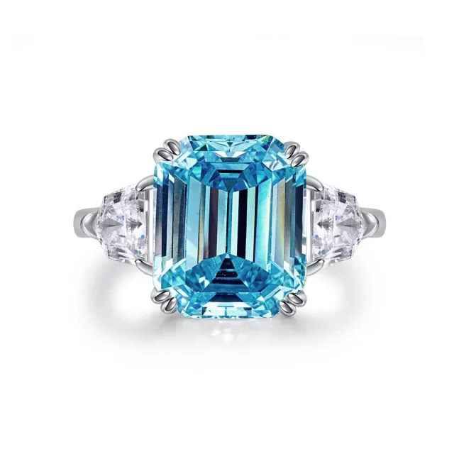 S925 Sterling Silver Diamond Ring With Aquamarine A Luxurious And Stylish Colored Gemstone Ring Blue Diamond Cbjz166 - Shop at LoveMi
