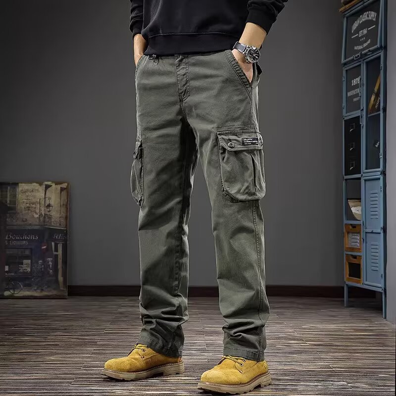 Mens Slim-Fit Straight-Leg Casual Trousers
