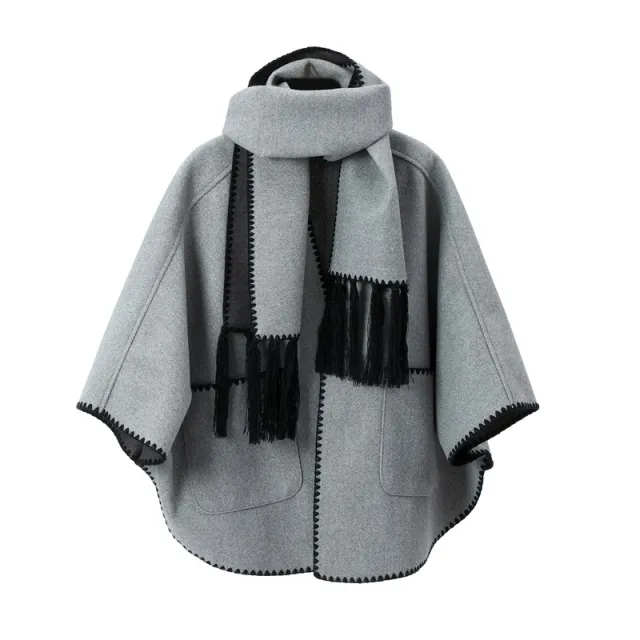 High end Autumn And Winter Camel Pocket Shawl Scarf Gray - Shop at LoveMi