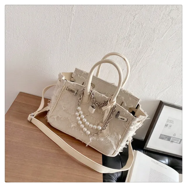 Tassel Canvas 30 inch Beaded Vintage Portable Messenger Bag Beige - Shop at LoveMi