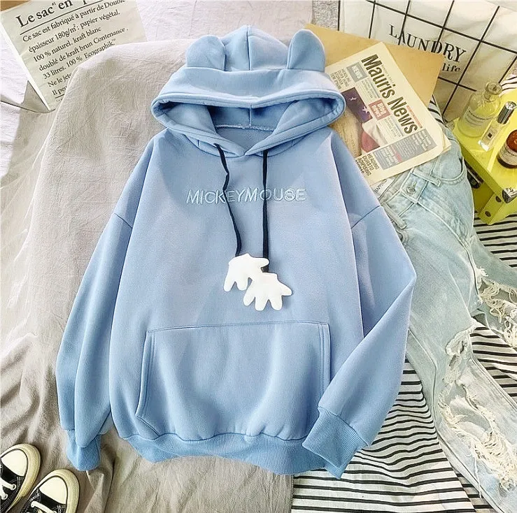 Women's Sweater Fleece-lined Thickening Embroidery - Blue