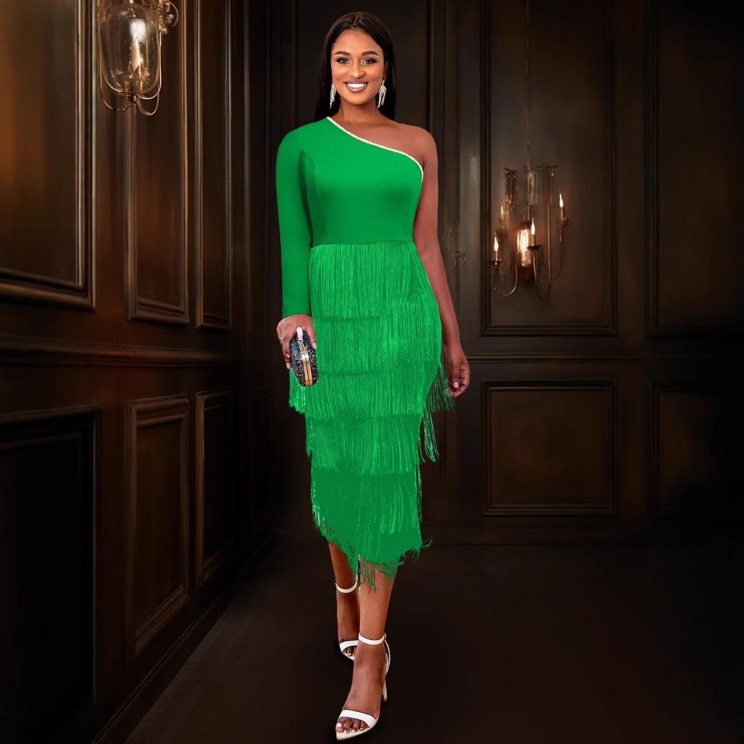 One-shoulder Long Sleeve Dress Women