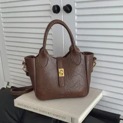 Light Luxury Hand-held Bucket High-end Sense Shoulder Crossbody Bag - Coffee - View 1