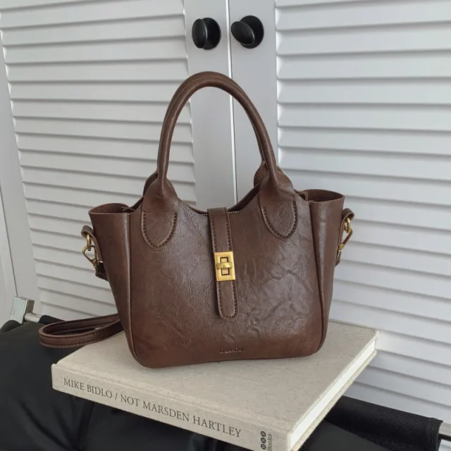 Light Luxury Hand held Bucket High end Sense Shoulder Crossbody Bag Coffee - Shop at LoveMi
