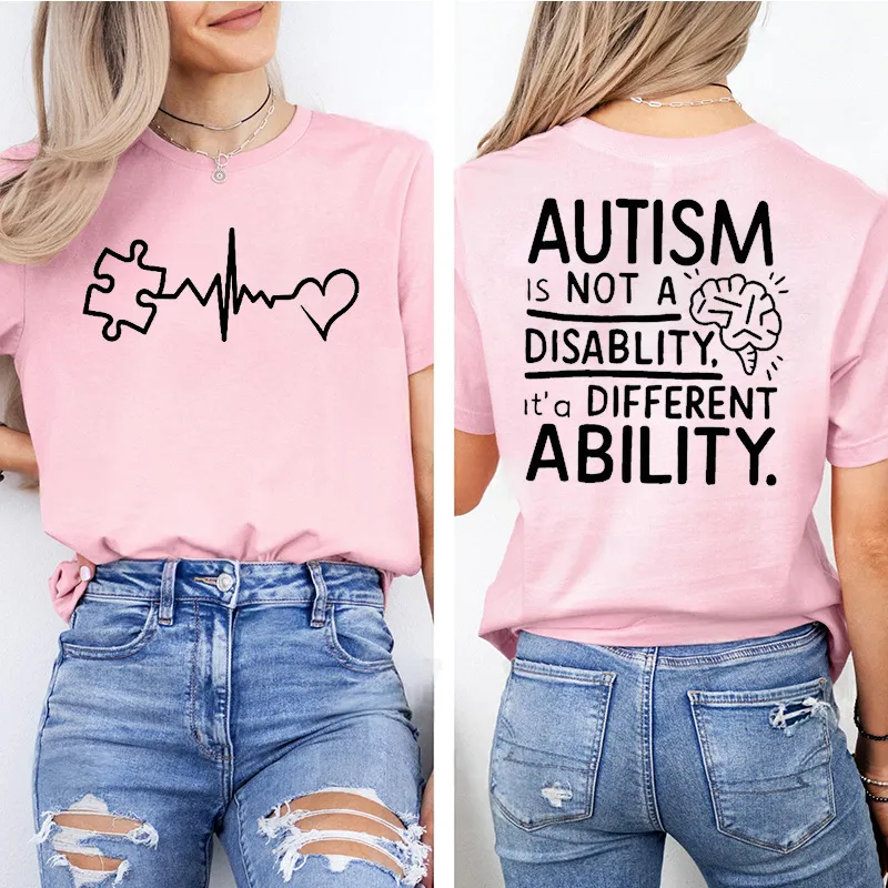 Autism Awareness Printed T-Shirt Casual Loose-Fitting And Comfortable - No 5-Xl