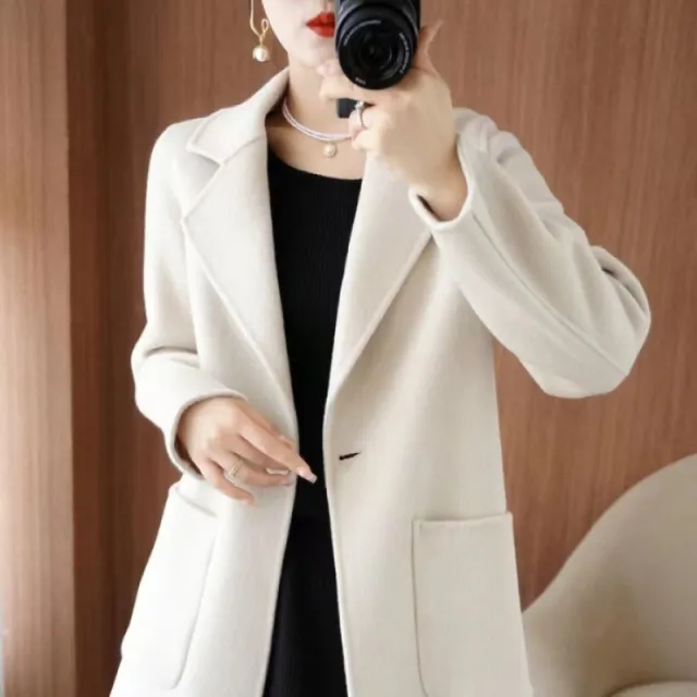 Mid length Wool Casual Chic Coat Apricot - Shop at LoveMi