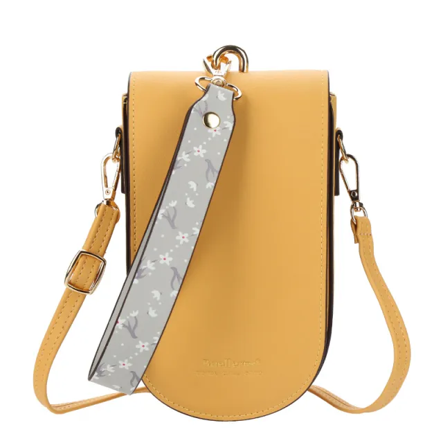 Lady's Solid Color Crossbody Phone Bag Yellow - Shop at LoveMi