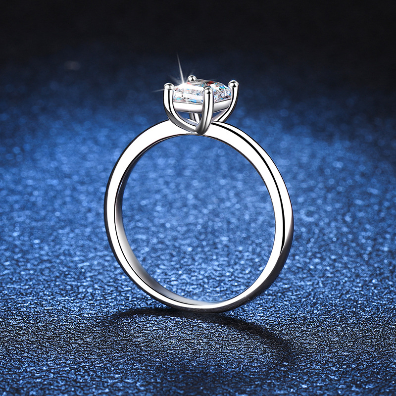S925 Sterling Silver Ring Moissanite Ring D Color 1 Karat