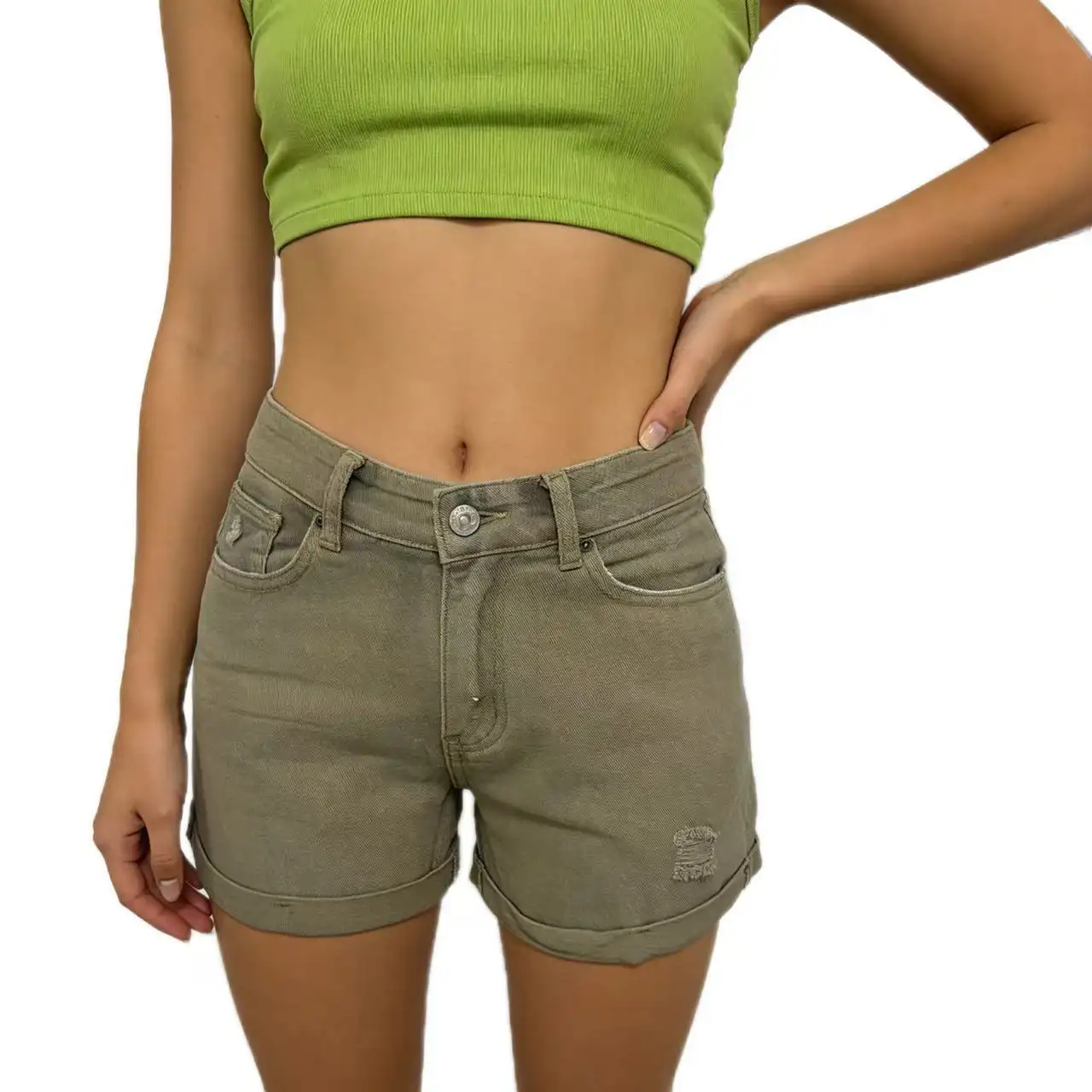 Casual Retro Distressed Womens Denim Shorts