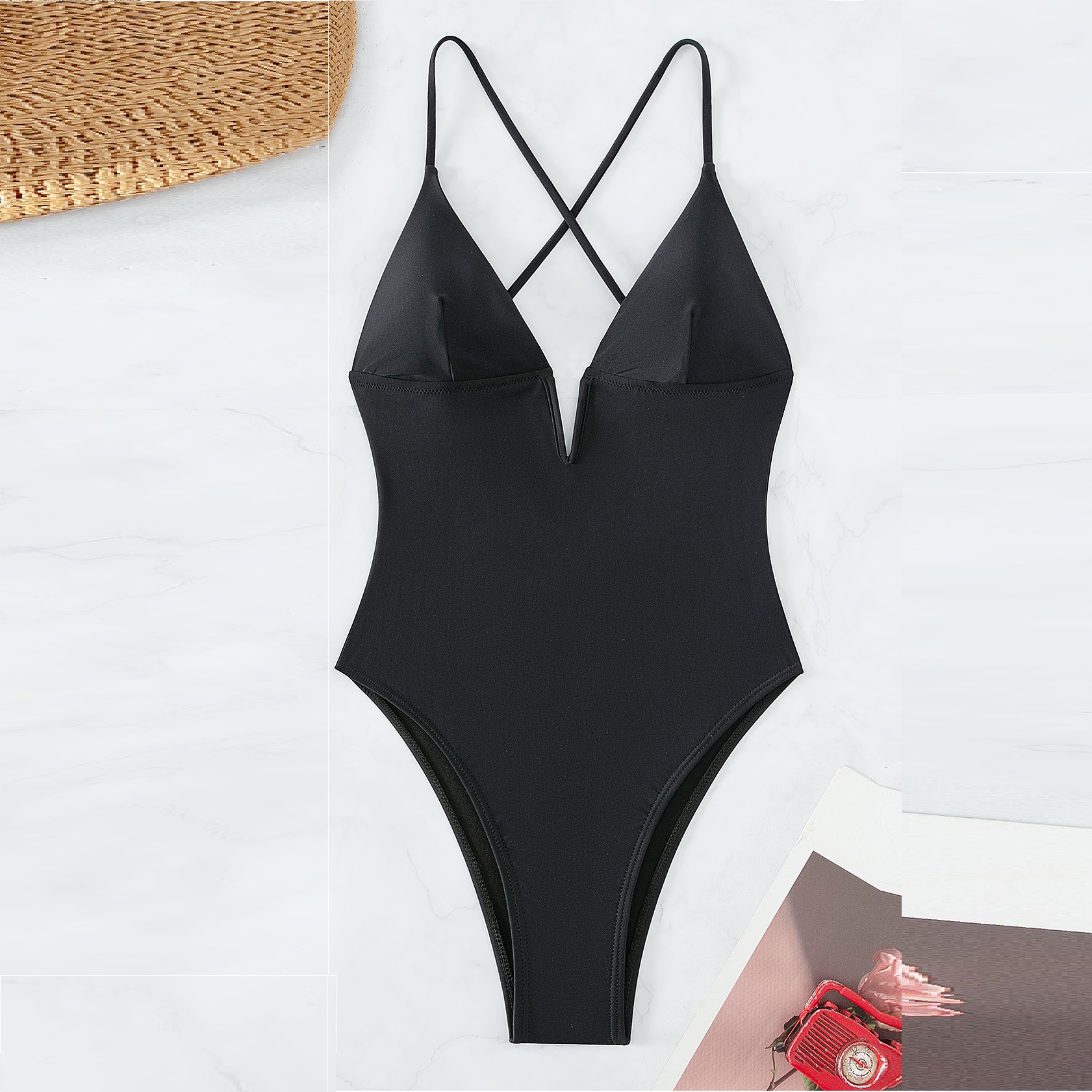 Beauty Back Sling New Solid Color One-piece Swimsuit For Women