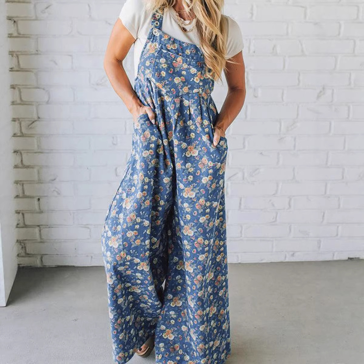 Fashionable And Versatile Printed High-waisted Jumpsuit For Women