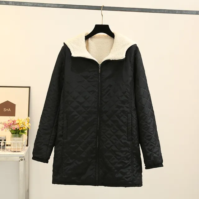 Winter Korean Style Thin Hood Long Sleeve Cotton Clothes Coat For Women Black - Shop at LoveMi
