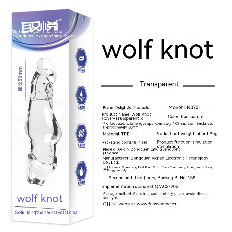 Transparent TPE Wolf Knot Thermal Insulation Condom 4