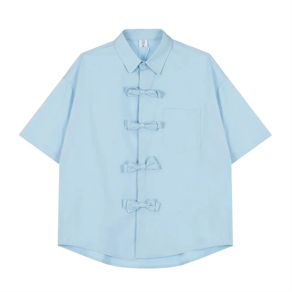 Chinese Style Bow Decoration Cardigan Shirt