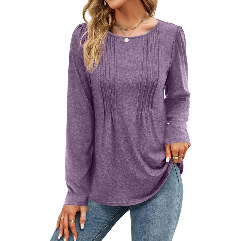 Plain-colored Long-sleeve Crew-neck Top — foto 8