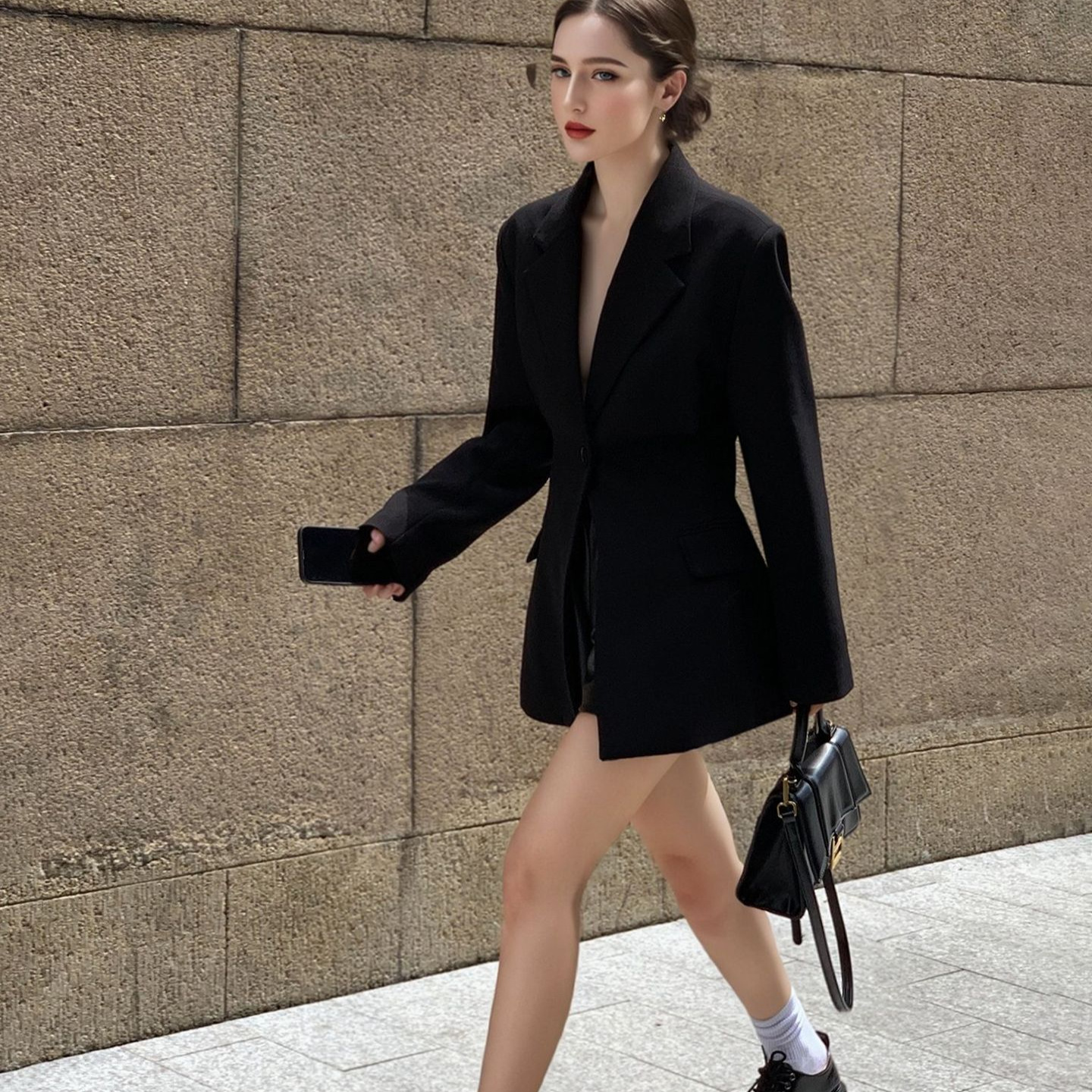 New Lace Up Slim Fit Casual Long Sleeve Suit