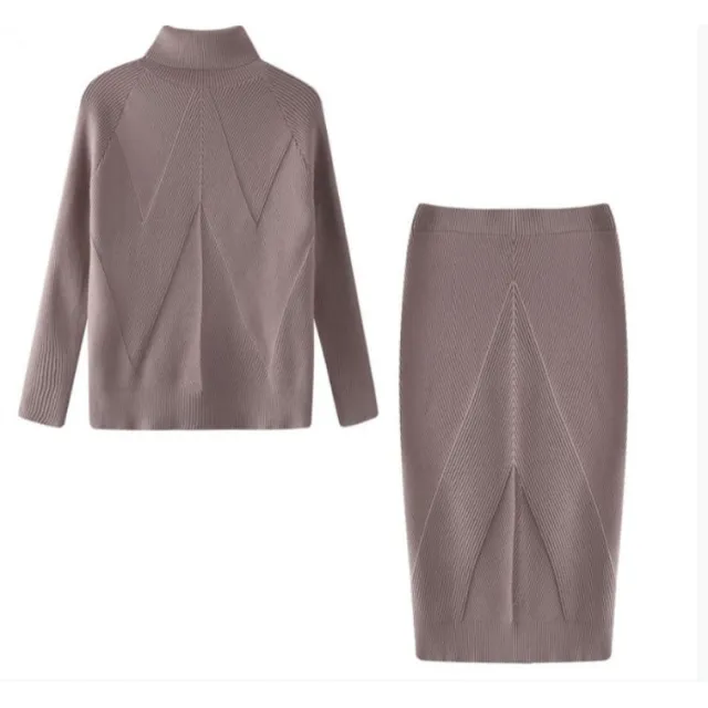 European And American Turtleneck Knitted Pullover Sweater Slim Fit Warm Skirt Khaki - Shop at LoveMi