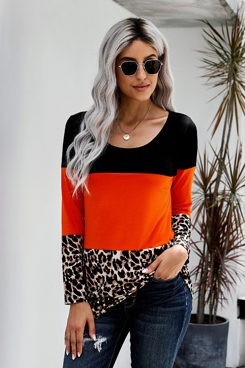 Title 3, New leopard print stitching mid-length top Amaz...