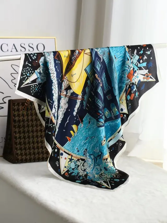 Intellectual Elegant Light Luxury Gift Silk Small Square Towel Silk Scarf 7000130 Style - Shop at LoveMi