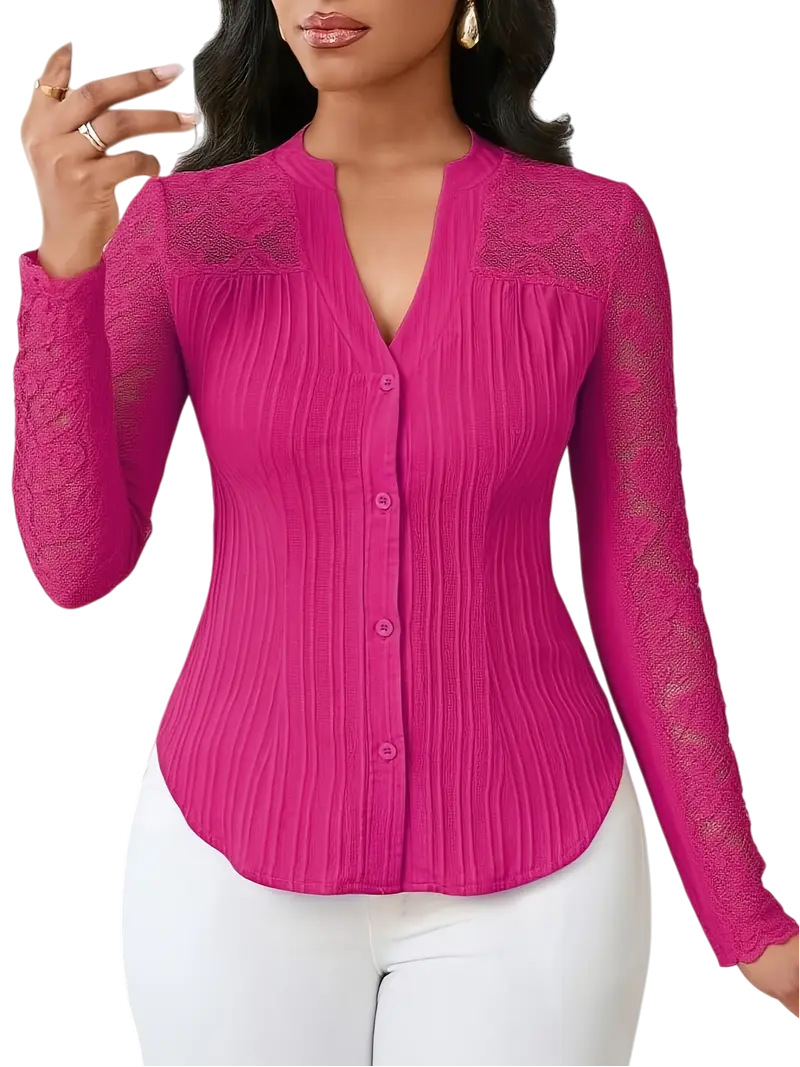 Hollow-out Long-sleeve V-neck Cardigan - Image 2