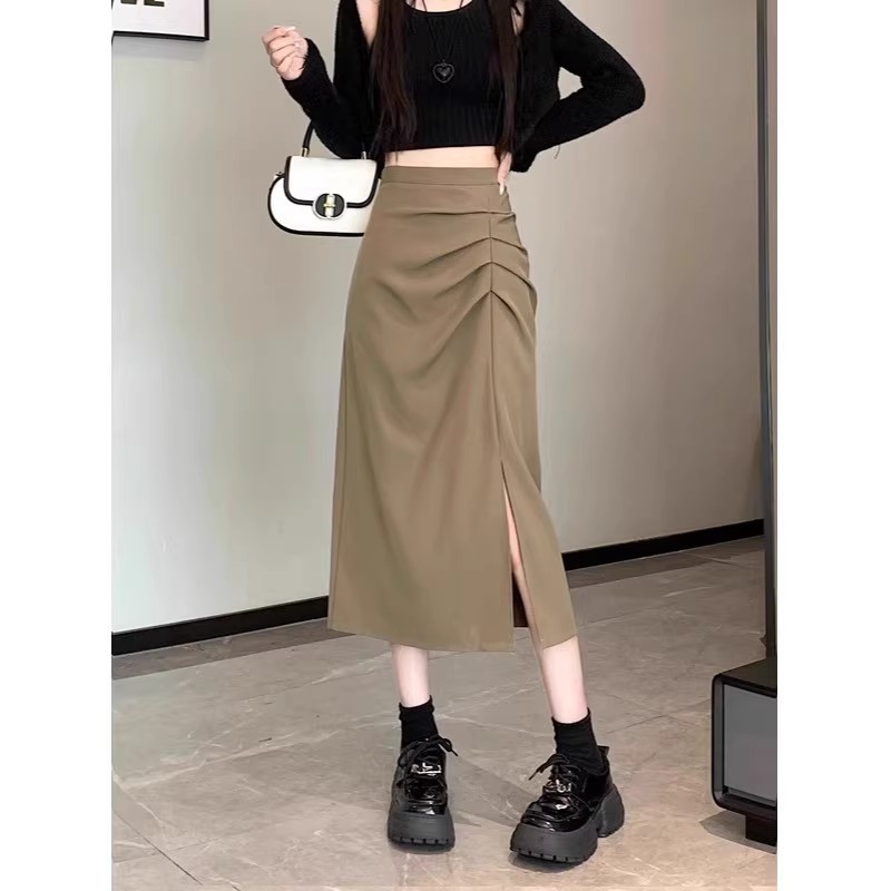 Womens Stylish High-waisted Slimming Split Skirt