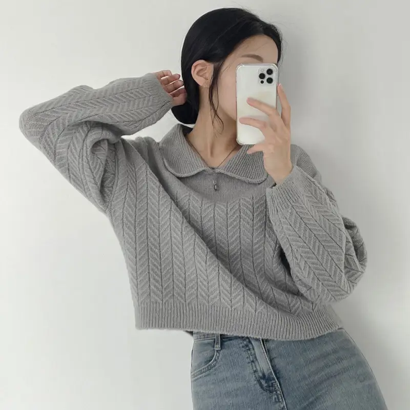 Stereo Thickened Idle Style Loose Lapels Sweater For Women