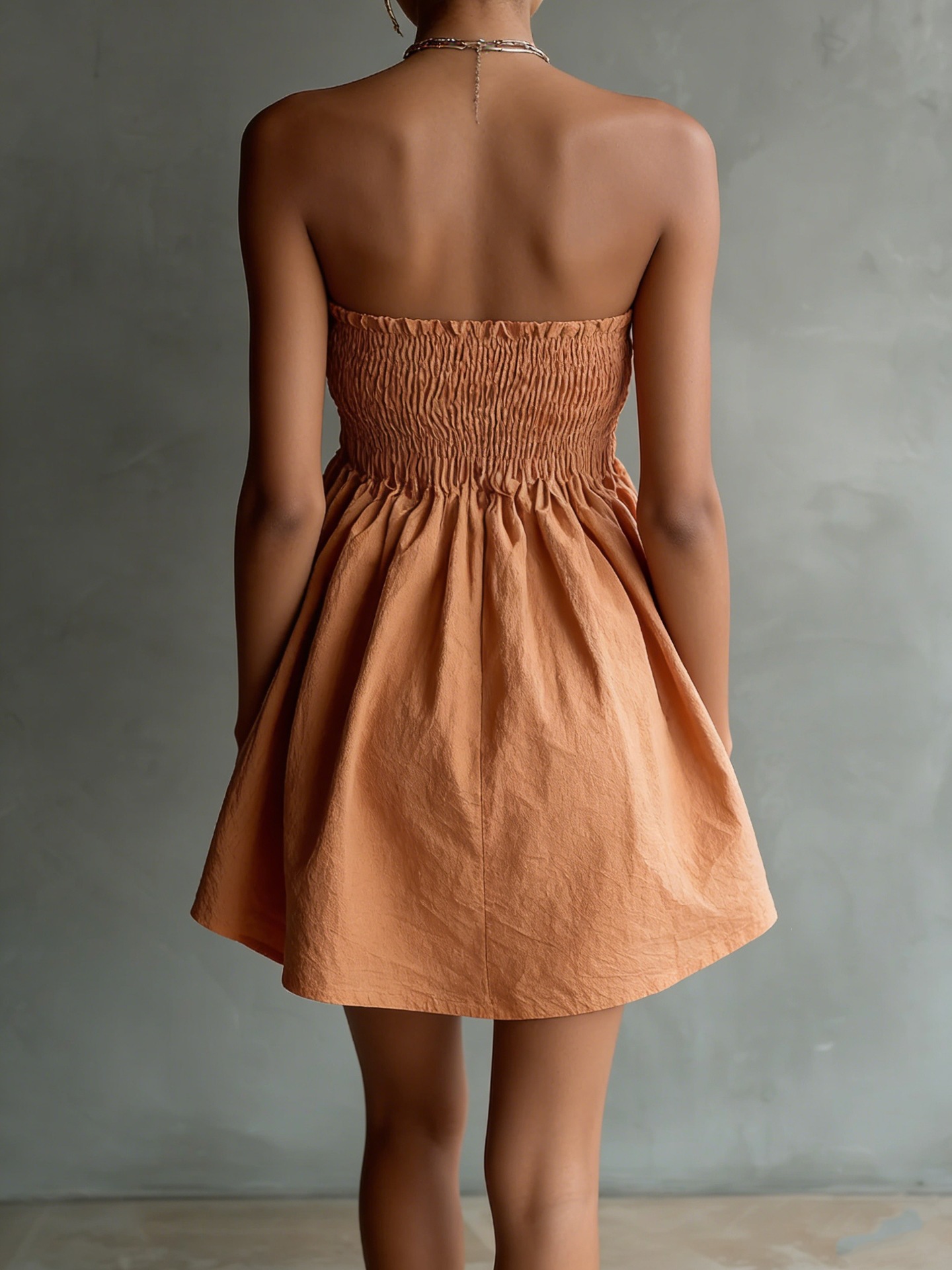 Women's Tube Mini Dress – Elastic Waist and Fabric Detail