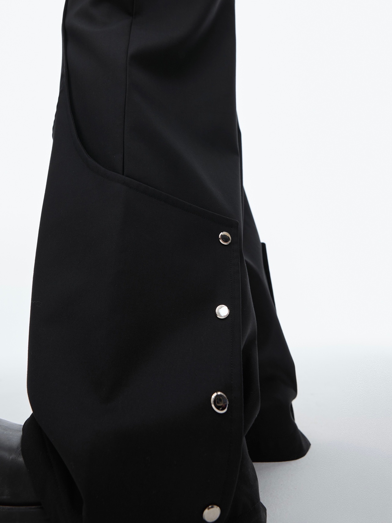 Double-layer Stitching Suit Pants Metal Button Design Casual Pants