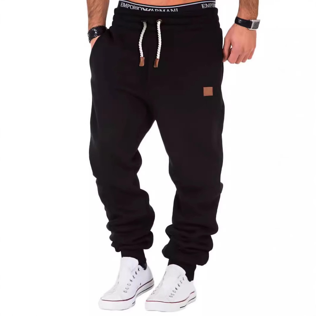 Men's Sweatpants - Drawstring Joggers with Patch - Casual Fit - Multi-Pocket - Picture 7 of 9