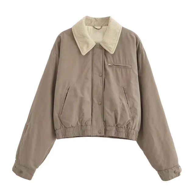 Polo Collar Slash Pockets Fashion Long Sleeve Cotton padded Coat - Shop at LoveMi